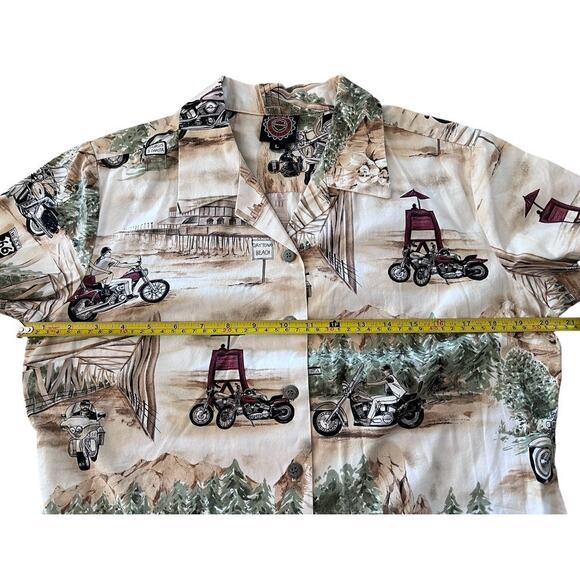 Vtg Harley Davidson Button Front Shirt USA Made 100% Cotton Road Trip Motorcycle - Picture 5 of 11